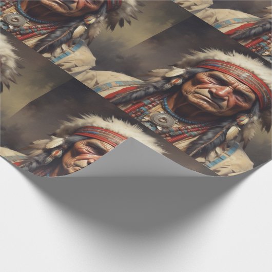 Geronimo Indischer Chefkrieger Portrait Geschenkpapier (Ecke)