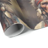 Geronimo Indischer Chefkrieger Portrait Geschenkpapier (Rolleneckpunkt)
