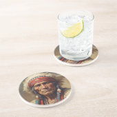 Geronimo Indischer Chefkrieger Portrait Getränkeuntersetzer (Seite)