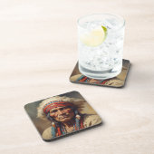 Geronimo Indischer Chefkrieger Portrait Getränkeuntersetzer (Rechte Seite)