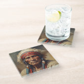 Geronimo Indischer Chefkrieger Portrait Glasuntersetzer (Schrägansicht)