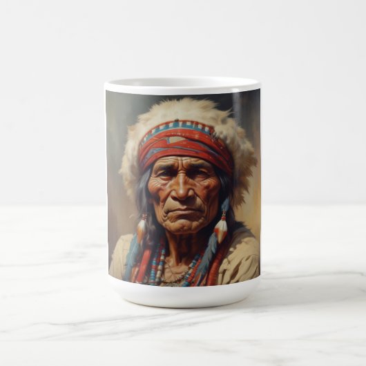 Geronimo Indischer Chefkrieger Portrait Kaffeetasse (Mittel)