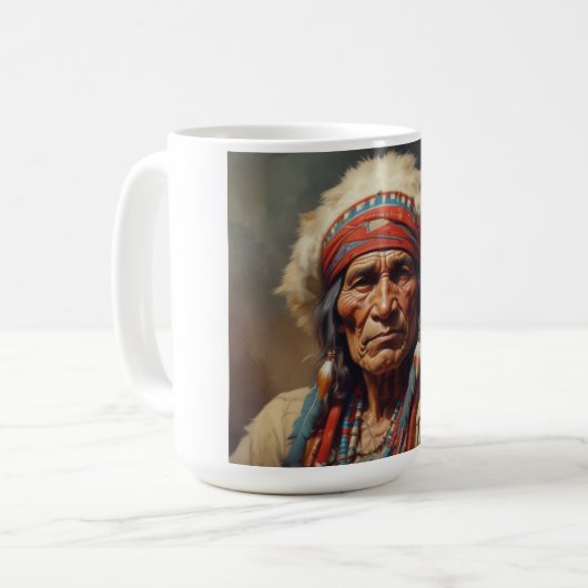 Geronimo Indischer Chefkrieger Portrait Kaffeetasse (Vorderseite Links)
