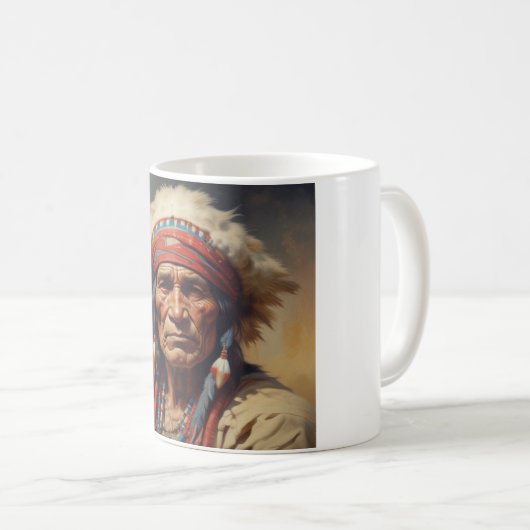 Geronimo Indischer Chefkrieger Portrait Kaffeetasse (VorderseiteRechts)