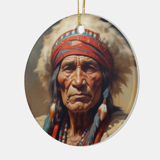 Geronimo Indischer Chefkrieger Portrait Keramik Ornament (Links)