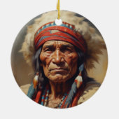 Geronimo Indischer Chefkrieger Portrait Keramik Ornament (Hinten)