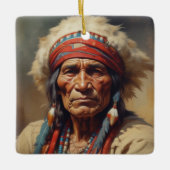 Geronimo Indischer Chefkrieger Portrait Keramikornament (Vorderseite)