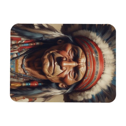 Geronimo Indischer Chefkrieger Portrait Magnet (Horizontal)