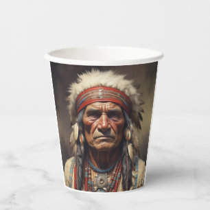 Geronimo Indischer Chefkrieger Portrait Pappbecher