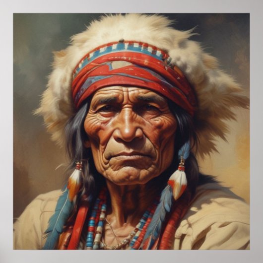 Geronimo Indischer Chefkrieger Portrait Poster (Vorne)