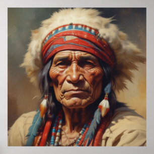Geronimo Indischer Chefkrieger Portrait Poster