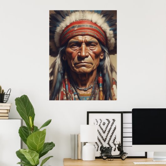Geronimo Indischer Chefkrieger Portrait Poster (Heimbüro)