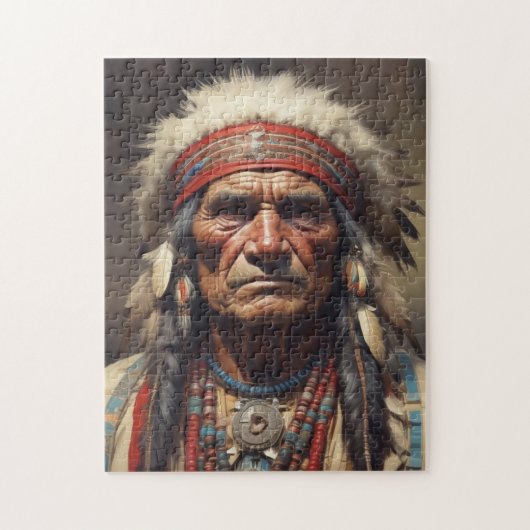Geronimo Indischer Chefkrieger Portrait Puzzle (Vertikal)