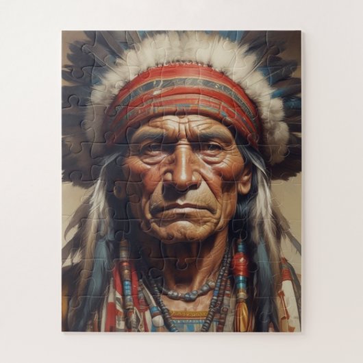 Geronimo Indischer Chefkrieger Portrait Puzzle (Vertikal)