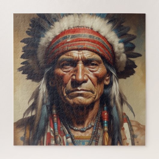Geronimo Indischer Chefkrieger Portrait Puzzle (Vertikal)
