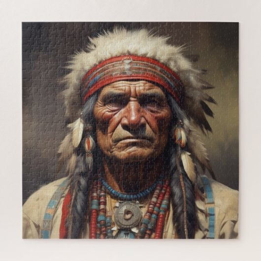 Geronimo Indischer Chefkrieger Portrait Puzzle (Vertikal)