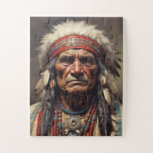 Geronimo Indischer Chefkrieger Portrait Puzzle