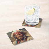 Geronimo Indischer Chefkrieger Portrait Rechteckiger Pappuntersetzer (Vor Ort)