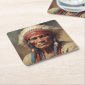 Geronimo Indischer Chefkrieger Portrait Rechteckiger Pappuntersetzer (angewinkelt)