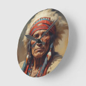 Geronimo Indischer Chefkrieger Portrait Runde Wanduhr (Winkel)
