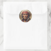 Geronimo Indischer Chefkrieger Portrait Runder Aufkleber (Tasche)
