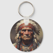 Geronimo Indischer Chefkrieger Portrait Schlüsselanhänger (Vorderseite)
