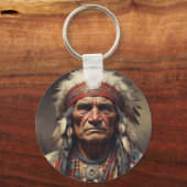 Geronimo Indischer Chefkrieger Portrait Schlüsselanhänger (Rückseite)