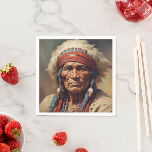 Geronimo Indischer Chefkrieger Portrait Serviette (Beispiel)