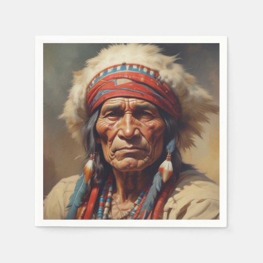 Geronimo Indischer Chefkrieger Portrait Serviette (Vorderseite)