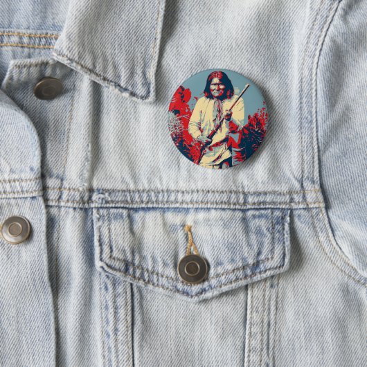 Geronimo Pop Art - Apache Indian Warrior Chief Button (Beispiel)