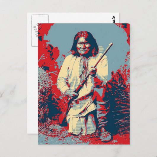 Geronimo Pop Art - Apache Indian Warrior Chief Postkarte (Vorne/Hinten)