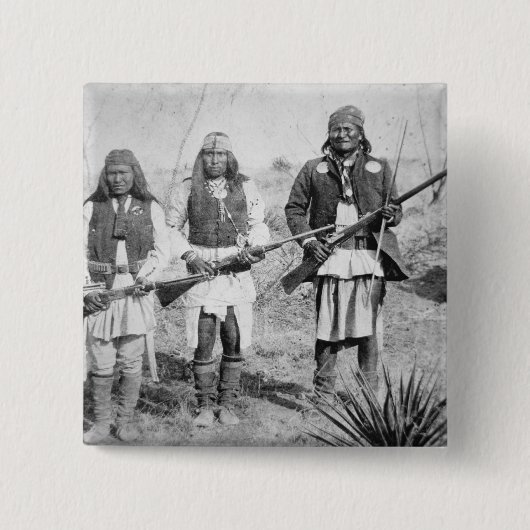 Geronimo und drei seiner Apache-Krieger, 1886 (b Button (Vorderseite)