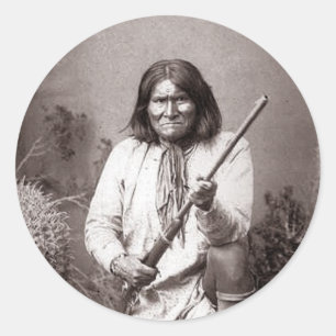 Geronimo Vintage Indischer Krieger Runder Aufkleber