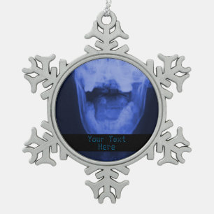 Geröntgte 3 - Elektromagnetisches Blau Schneeflocken Zinn-Ornament