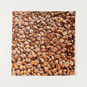 Geröstete aromatische Kaffeebohnen in Sonnenlicht, Wandteppich