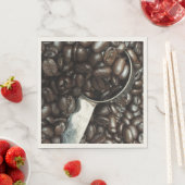 geröstete Kaffeebohnen mit Silberschottenaufnahme Serviette (Beispiel)