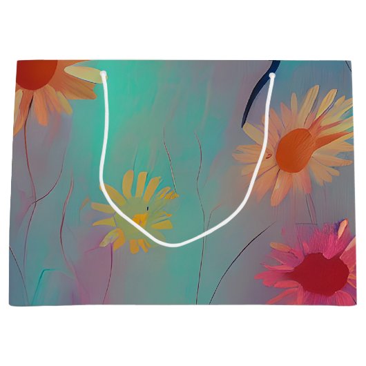 Gerötete Farbtöne abstrakte Sonnenblumen Große Geschenktüte (Vorderseite)