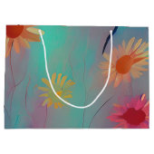 Gerötete Farbtöne abstrakte Sonnenblumen Große Geschenktüte (Rückseite)