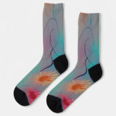 Gerötete Farbtöne abstrakte Sonnenblumen Socken (Linkes Detail)