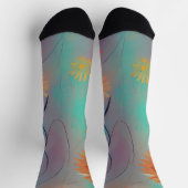 Gerötete Farbtöne abstrakte Sonnenblumen Socken (Oben)
