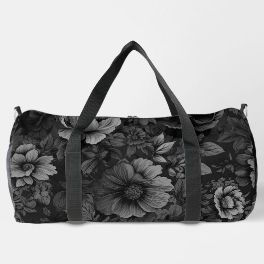 Gerötete Farbtöne der grauen Blüte Duffle Bag (Rückseite)