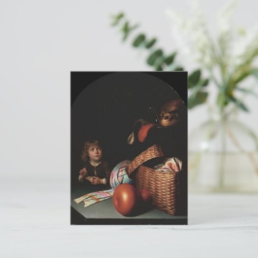 Gerrit Dou - Stillleben, Junge blasen Seifenblasen Postkarte (Stehend Vorderseite)