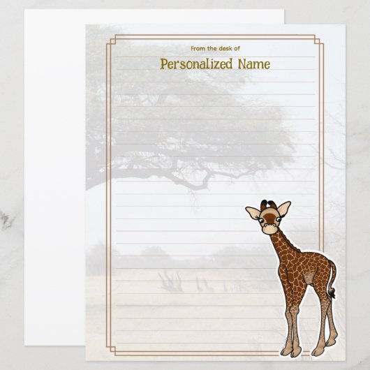 Gerry Giraffe Savanna Lined Paper Sheet (Vorne/Hinten)