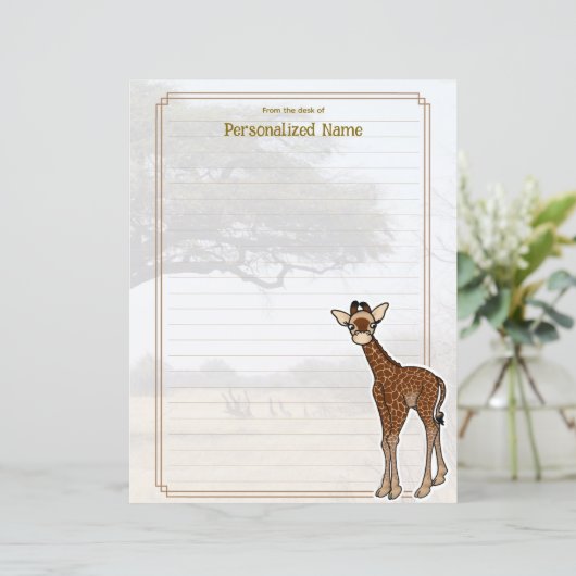 Gerry Giraffe Savanna Lined Paper Sheet (Stehend Vorderseite)