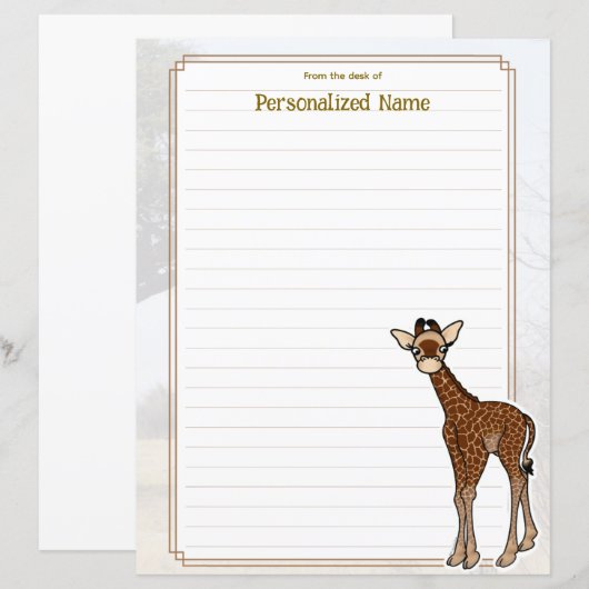 Gerry Giraffe White Lined Paper Sheet (Vorne/Hinten)