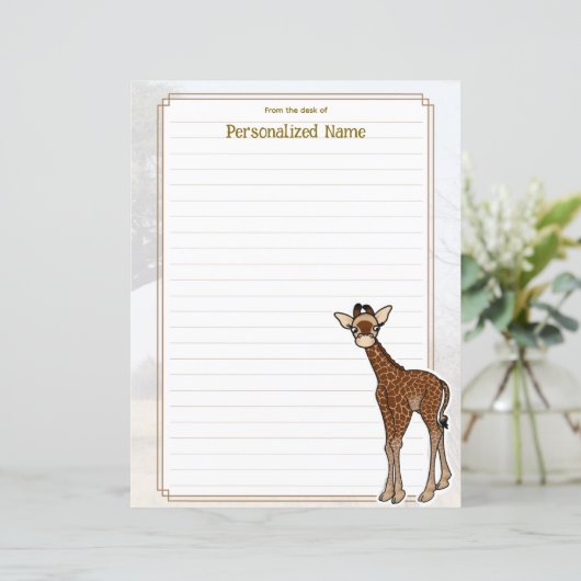 Gerry Giraffe White Lined Paper Sheet (Stehend Vorderseite)
