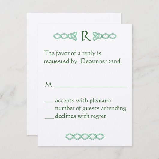 Gerste und keltische grüne UAWG RSVP Karte (Vorne/Hinten)