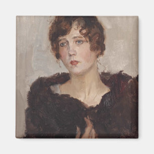 Gertie in einer Pelzmatte (von Isaac Israels) Magnet