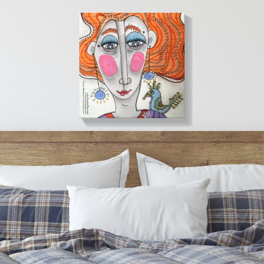 "Gertie", Whimsical Portrait Canvas Print Leinwanddruck (Insitu (Schlafzimmer))