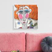 "Gertie", Whimsical Portrait Canvas Print Leinwanddruck (Insitu (Wohnzimmer))